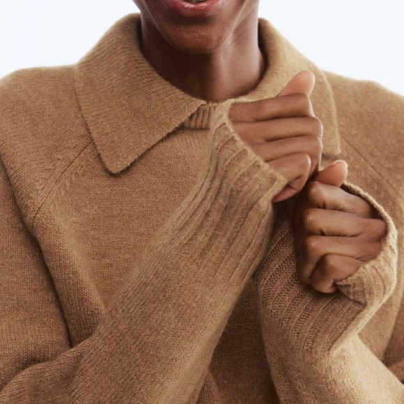 H&M sweater with collar dark beige - Picture 4 of 9